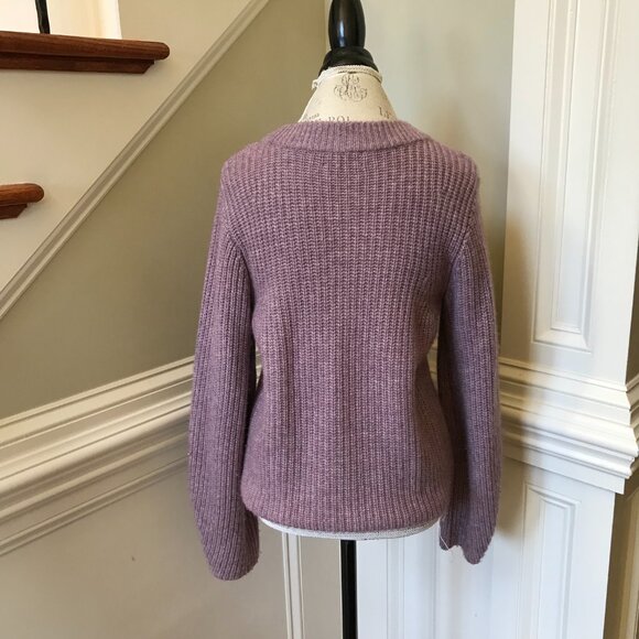 Intermix Chunky Knit Crew Neck Sweater Jumper Womens Small Purple Wool Cashmere - Picture 9 of 10
